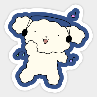 Dancing Headhpnoes White Fluffy Dog Sticker